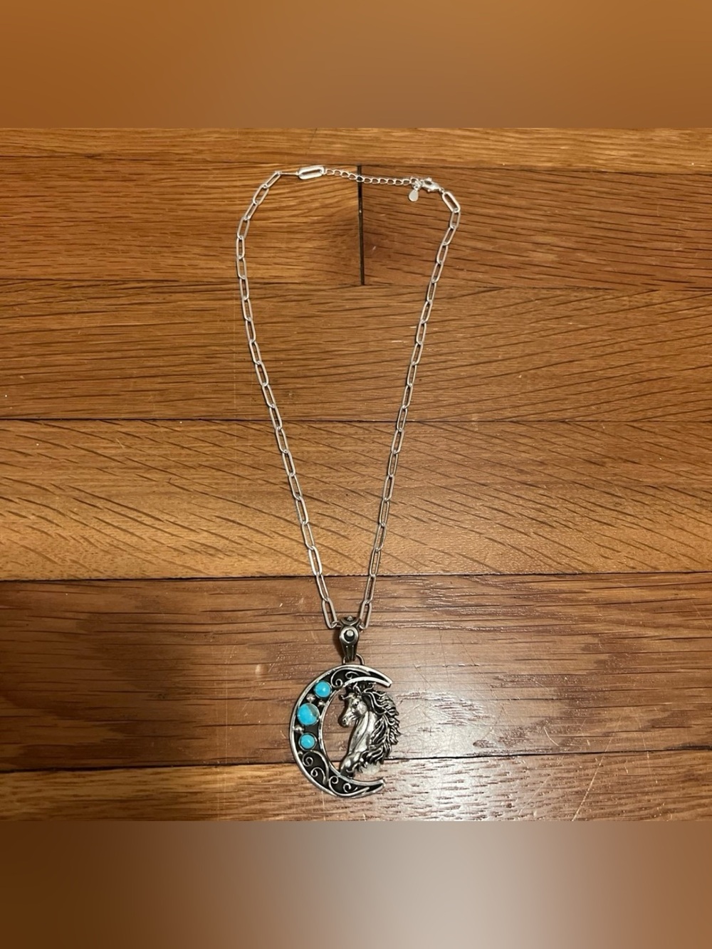 Arlene Lewis Navajo Handmade Turquoise Horse Pendant Necklace